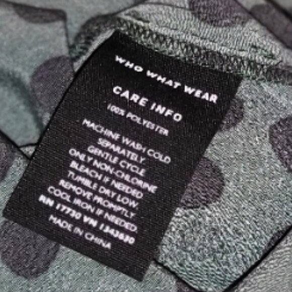 Who What Wear Dress 3/4 Shirred Sleeves Green Black Polka Dots L Whimsigoth - Picture 9 of 14